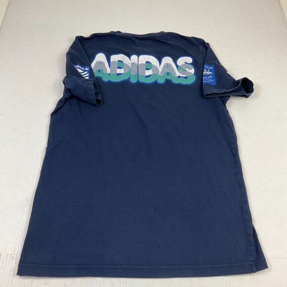 Adidas Mens Cotton T-Shirt Blue FADED Logo Short Sleeve Crew Neck Size Small * - Picture 11 of 12